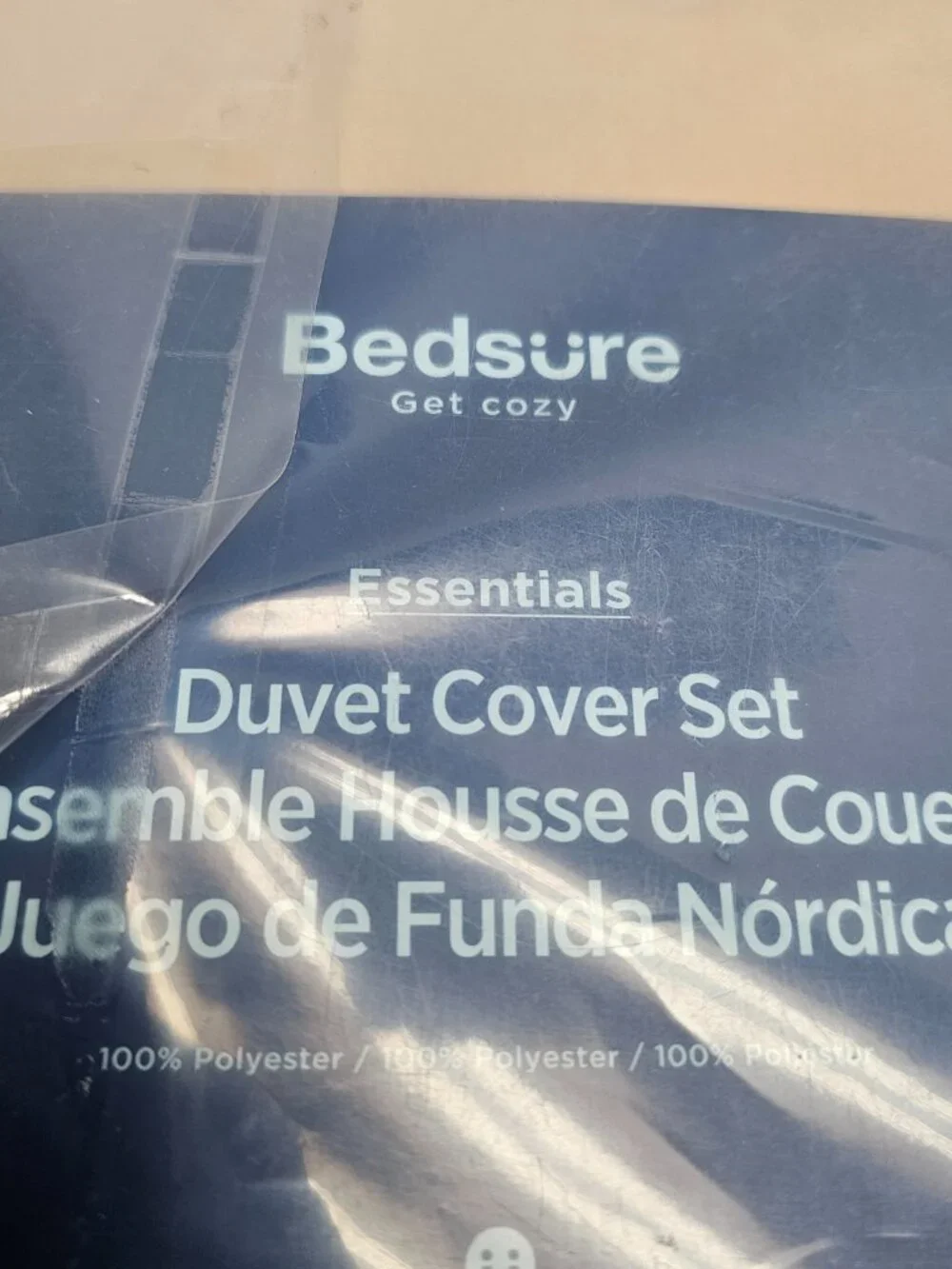 New King Bedsure Get Cozy Beige 1 Duvet Cover 2 Pillowcase Set Polyester NWT